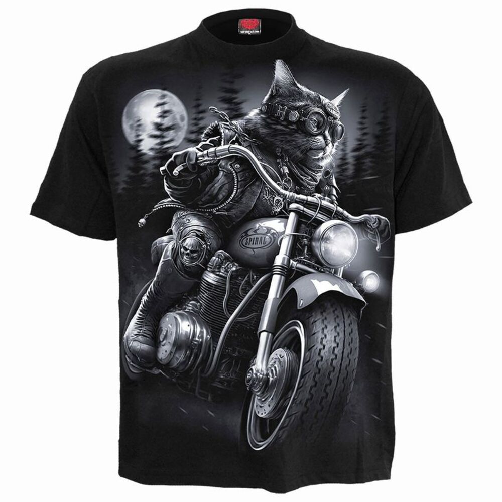 Spiral Direct Unisex Adult Nine Lives Back Print T-Shirt / Black